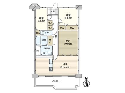 小阪パークハイツ Ⅰ号棟 間取図(平面図)