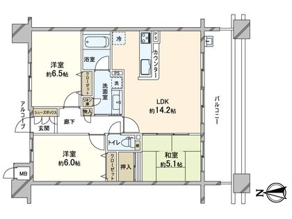 ヴェルシティ東大阪スカイ 間取図(平面図)