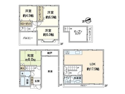 大阪市住吉区万代6丁目 間取図(平面図) 間取図(平面図)