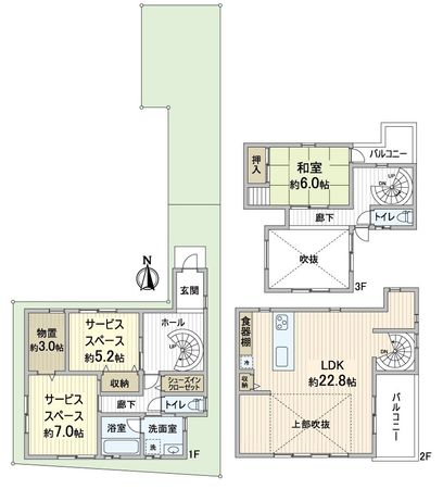 阿倍野区文の里3丁目 中古戸建 間取図(平面図)