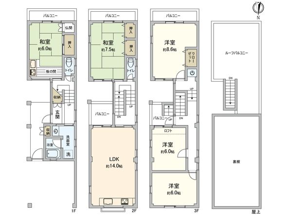 大阪市阿倍野区阪南町3丁目 間取図(平面図) 間取図(平面図)