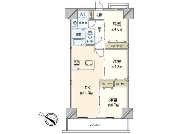 ユニハイム平野南 A棟 間取図(平面図) 間取図(平面図)