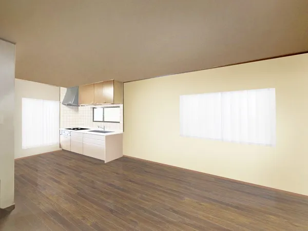 こちらがリビングでございます。※画像は実際の室内写真および間取り図をもとに、CGにて再現した「空室リフォームイメージ」であり、実際とは多少異なります。