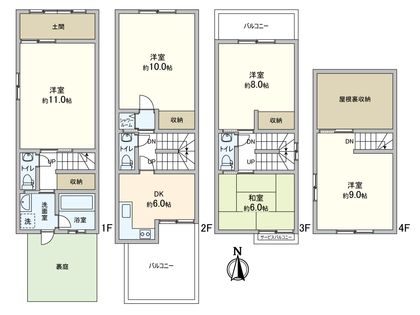 天王寺区上本町7丁目 戸建 間取図(平面図)