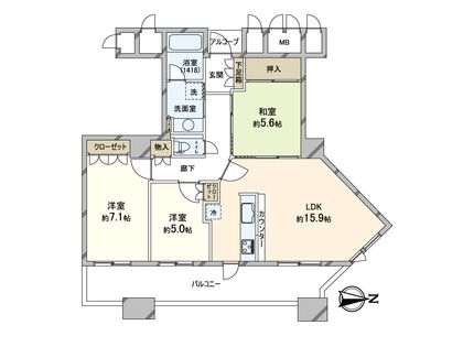 上本町ヒルズマーク 間取図(平面図)