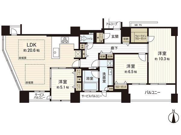 レジデンスタワー上本町 間取図(平面図)