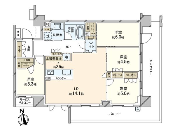サンクレイドル夕陽丘ザ・レジデンス 間取図(平面図)