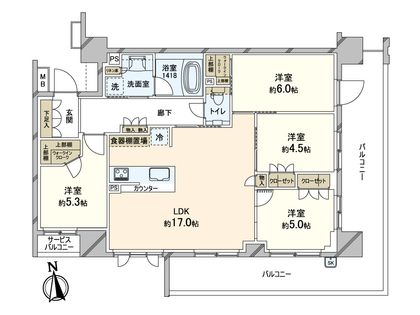 サンクレイドル夕陽丘ザ・レジデンス 間取図(平面図)