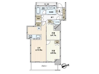 阿波座ライズタワーズフラッグ46 間取図(平面図)