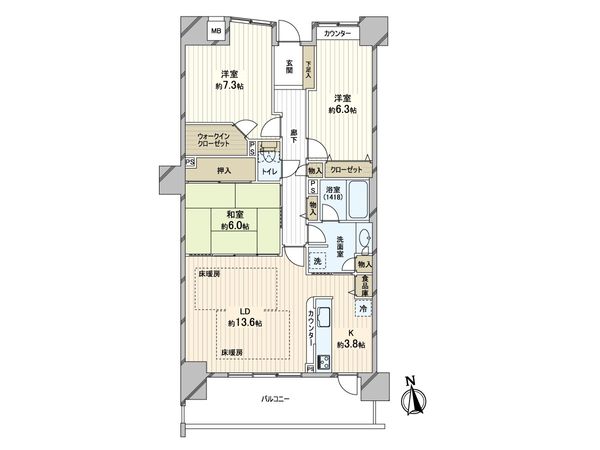 セントポリア四天王寺夕陽丘 間取図(平面図)