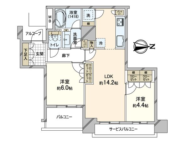 レジデンスタワー上本町 間取図(平面図)
