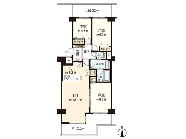 エバーグリーン上本町 間取図(平面図) 間取図(平面図)