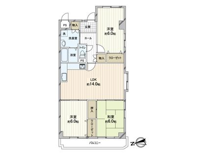 ハイマート夕陽ケ丘2番館 間取図(平面図)