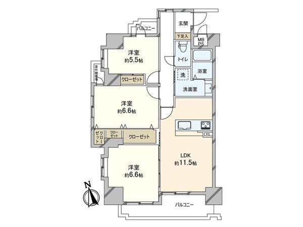 ライオンズマンション鶴橋 間取図(平面図)