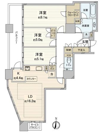 レジデンスタワー上本町 間取図(平面図)