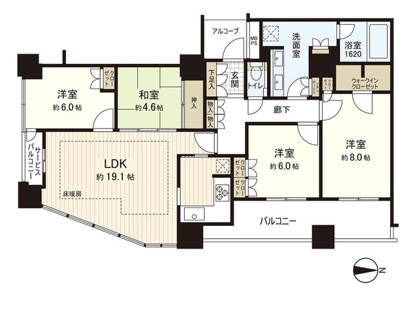 レジデンスタワー上本町 間取図(平面図)