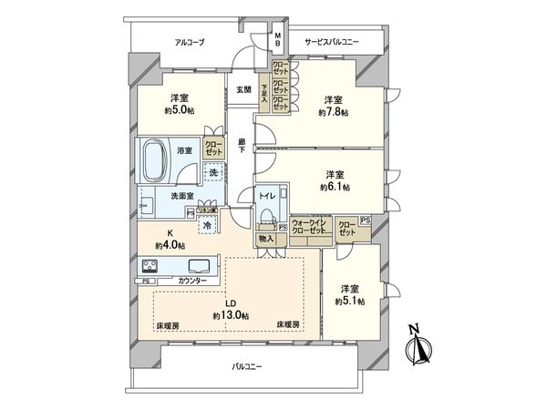 ローレルコート上本町7丁目 北館 間取図(平面図) ローレルコート上本町7丁目 北館 間取図(平面図)