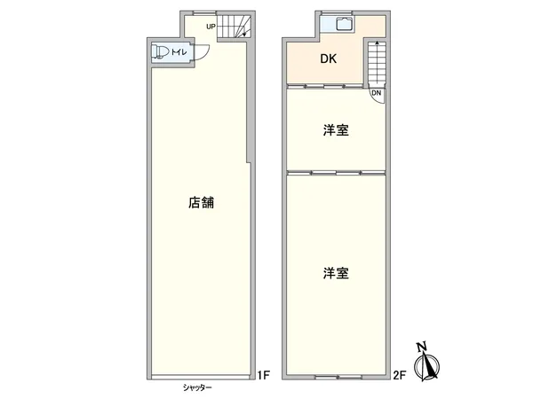 2DK＋店舗の間取り