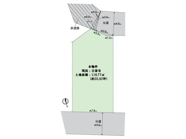 宇治市宇治野神 古家付土地 区画図 宇治市宇治野神 古家付土地 区画図