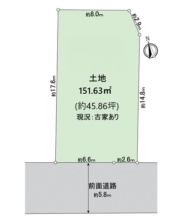 伏見区桃山井伊掃部東町 古家付土地 区画図 伏見区桃山井伊掃部東町 古家付土地 区画図