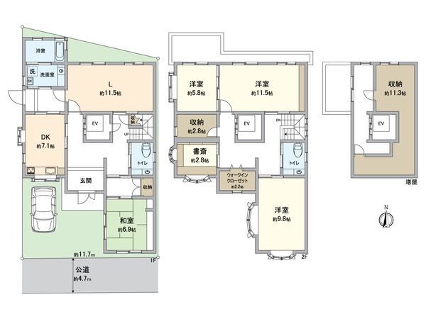 宇治市五ヶ庄広岡谷 中古一戸建 間取図(平面図) 間取図(平面図)