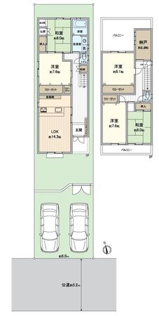 伏見区深草大亀谷八島町 間取図(平面図) 間取図(平面図)