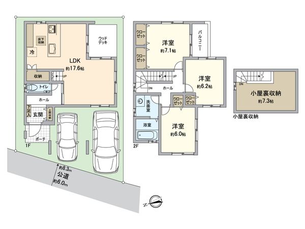 伏見区羽束師古川町 23号棟 間取図(平面図) 伏見区羽束師古川町 23号棟 間取図(平面図)