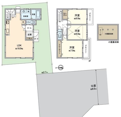 伏見区久我森の宮町 一戸建 間取図(平面図) 伏見区久我森の宮町 一戸建 間取図(平面図)