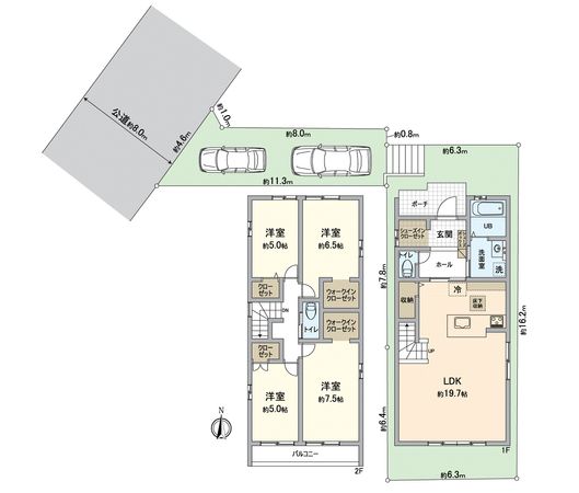 伏見区桃山町正宗 新築2号棟 間取図(平面図) 伏見区桃山町正宗 新築2号棟 間取図(平面図)