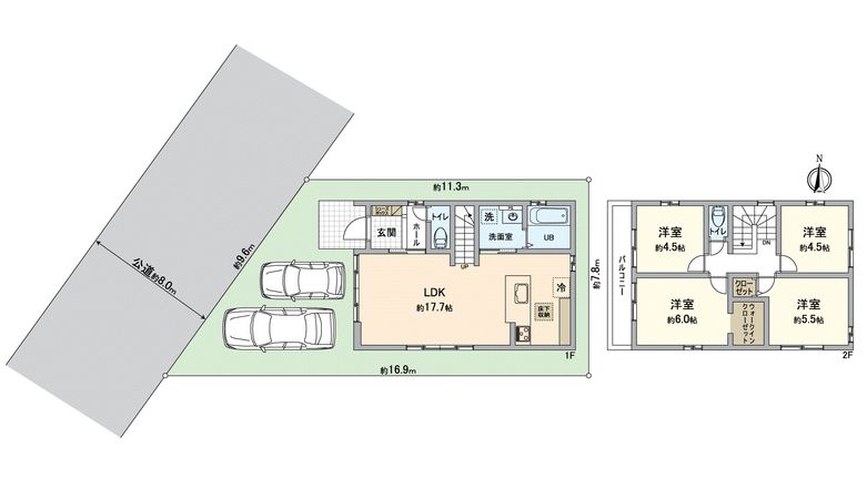 伏見区桃山町正宗 新築3号棟 間取図(平面図) 伏見区桃山町正宗 新築3号棟 間取図(平面図)