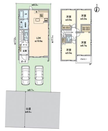 伏見区桃山町正宗 新築5号棟 間取図(平面図) 伏見区桃山町正宗 新築5号棟 間取図(平面図)