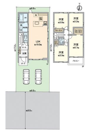 伏見区桃山町正宗 新築6号棟 間取図(平面図) 伏見区桃山町正宗 新築6号棟 間取図(平面図)