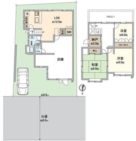 宇治市大久保町井ノ尻 店舗付住宅 間取図(平面図) 宇治市大久保町井ノ尻 店舗付住宅 間取図(平面図)