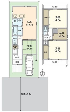 伏見区醍醐南西裏町 間取図(平面図) 伏見区醍醐南西裏町 間取図(平面図)