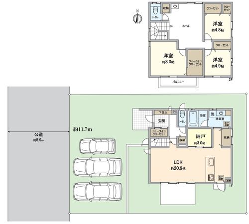 城陽市寺田市ノ久保 中古一戸建 間取図(平面図)