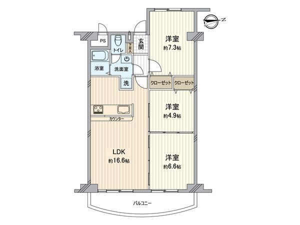 ファミール伏見 B棟 間取図(平面図) ファミール伏見 B棟 間取図(平面図)