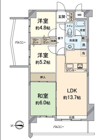 朝日プラザ伏見桂川 間取図(平面図) 間取図(平面図)