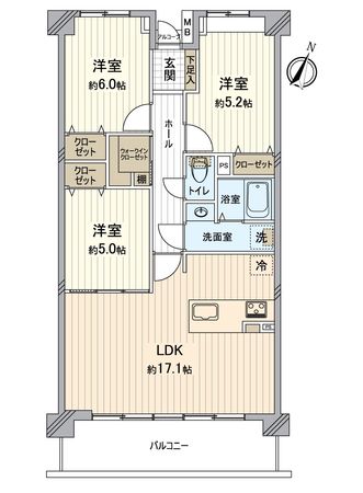 グラン・コート北宇治Ⅱ 間取図(平面図) グラン・コート北宇治Ⅱ 間取図(平面図)