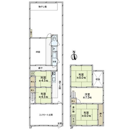 京都市中京区二条通堺町西入観音町 間取図(平面図) 京都市中京区二条通堺町西入観音町 間取図(平面図)