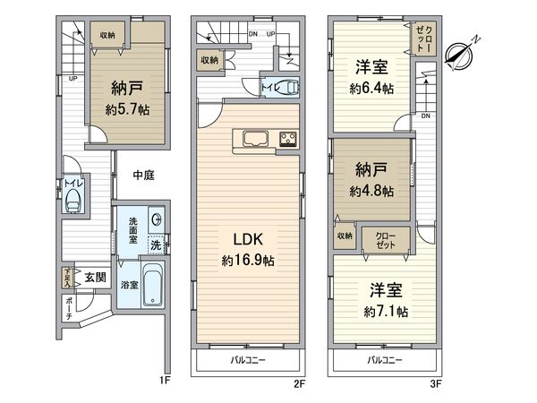 此花区西九条6丁目戸建 間取図(平面図) 此花区西九条6丁目戸建 間取図(平面図)