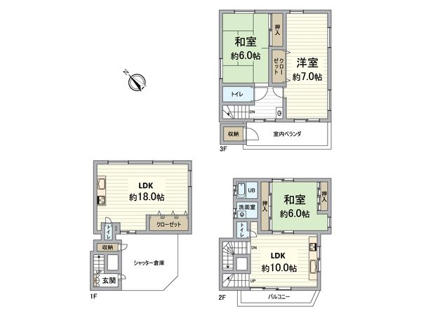 此花区春日出中1丁目戸建 間取図(平面図) 此花区春日出中1丁目戸建 間取図(平面図)