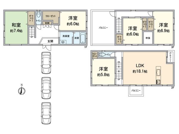 此花区春日出中1丁目戸建 間取図(平面図) 此花区春日出中1丁目戸建 間取図(平面図)