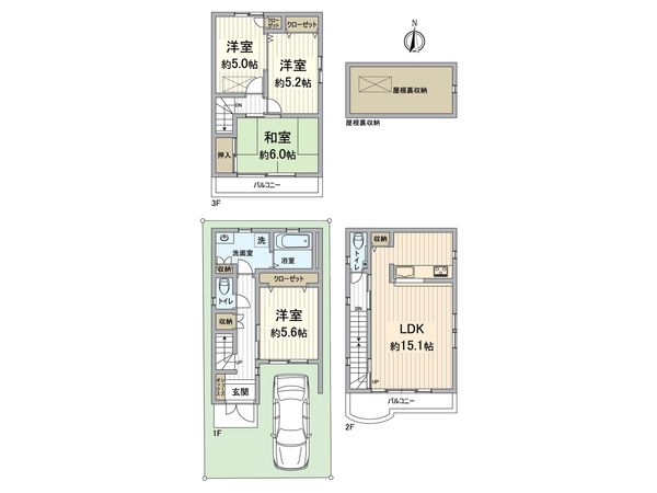 此花区伝法3丁目戸建 間取図(平面図) 此花区伝法3丁目戸建 間取図(平面図)