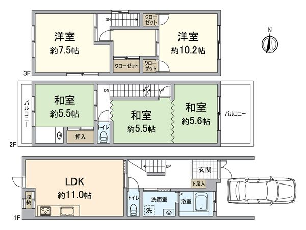 西淀川区柏里2丁目戸建 間取図(平面図) 西淀川区柏里2丁目戸建 間取図(平面図)