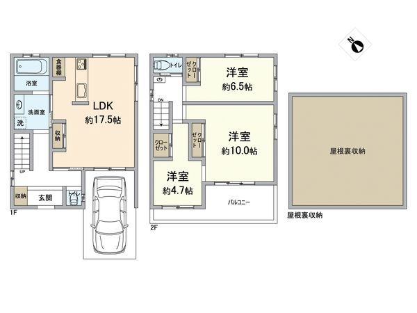 此花区高見3丁目戸建 間取図(平面図) 此花区高見3丁目戸建 間取図(平面図)