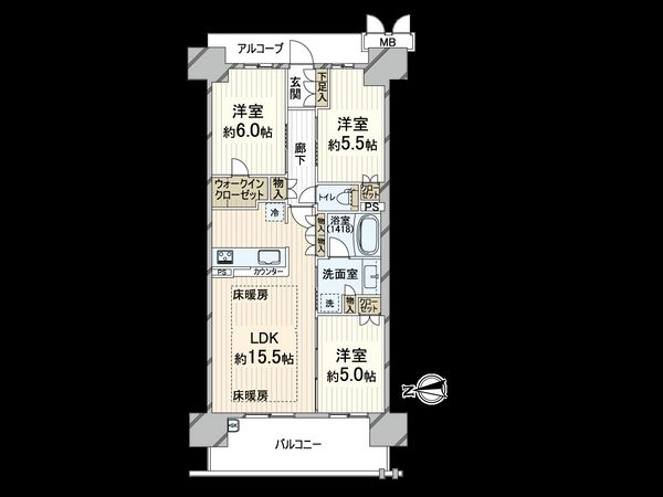 ジオ福島野田The Marks 間取図(平面図)