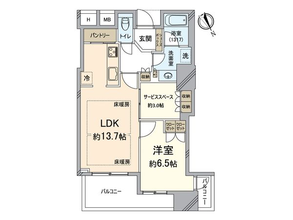 クレヴィアタワー中之島 間取図(平面図)