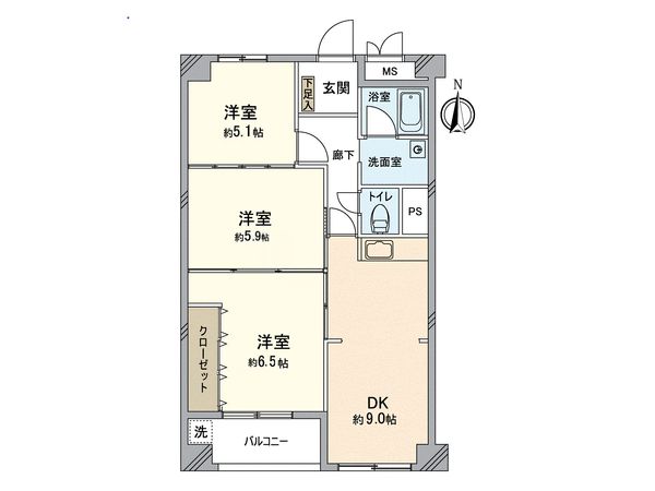 シルバーハイツ東寺町 間取図(平面図) 間取図(平面図)