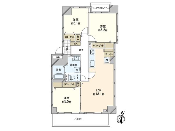 佃第2コーポ 5号棟 間取図(平面図)