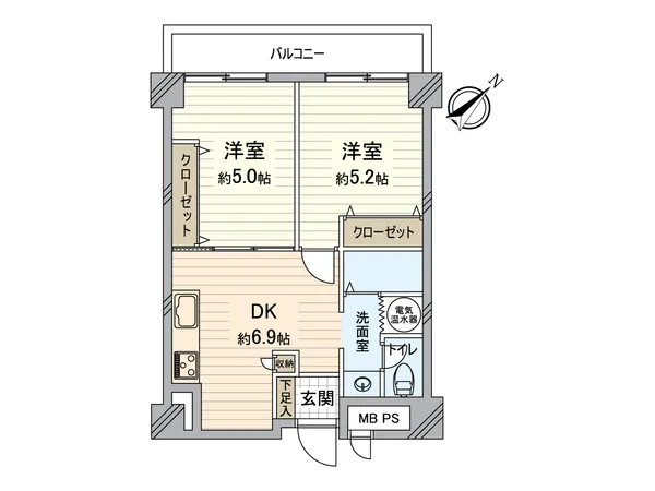 2DKの間取り図